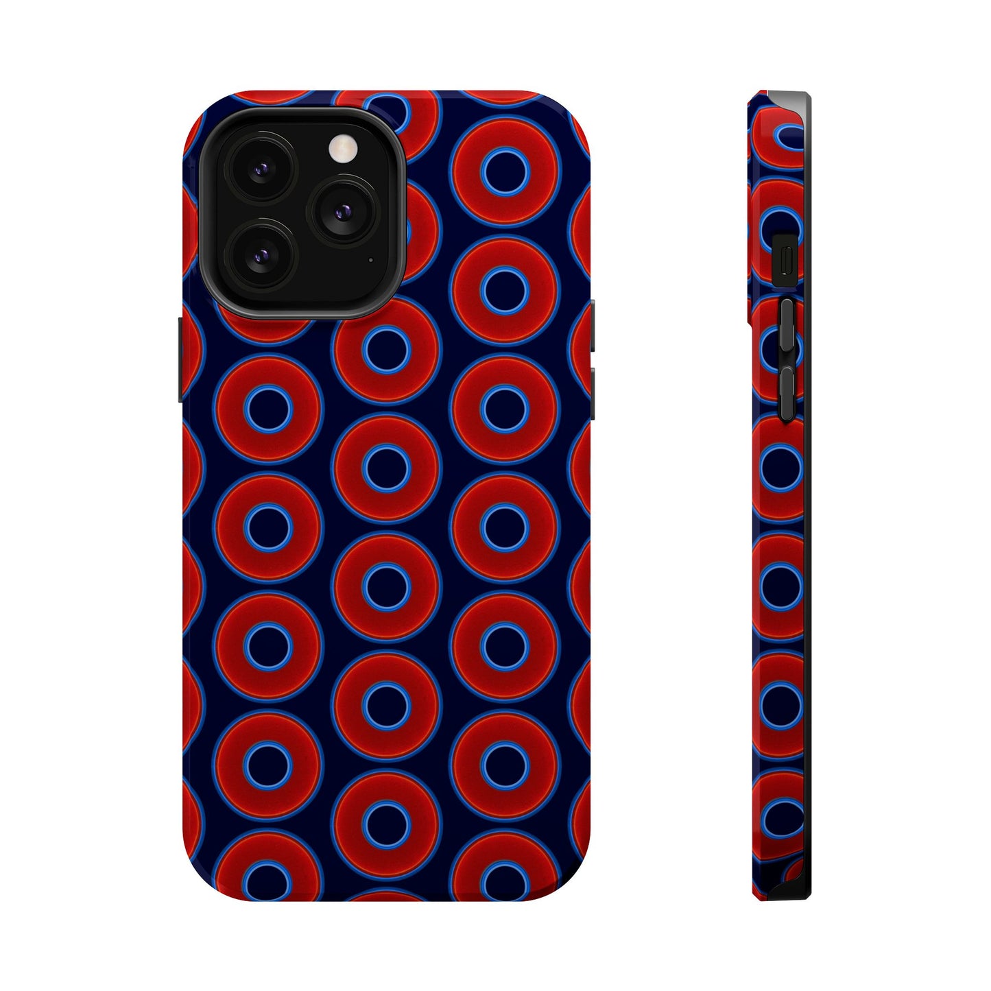 Magnetic Tough Donut Case - red vivid donut print w/dark navy blue background