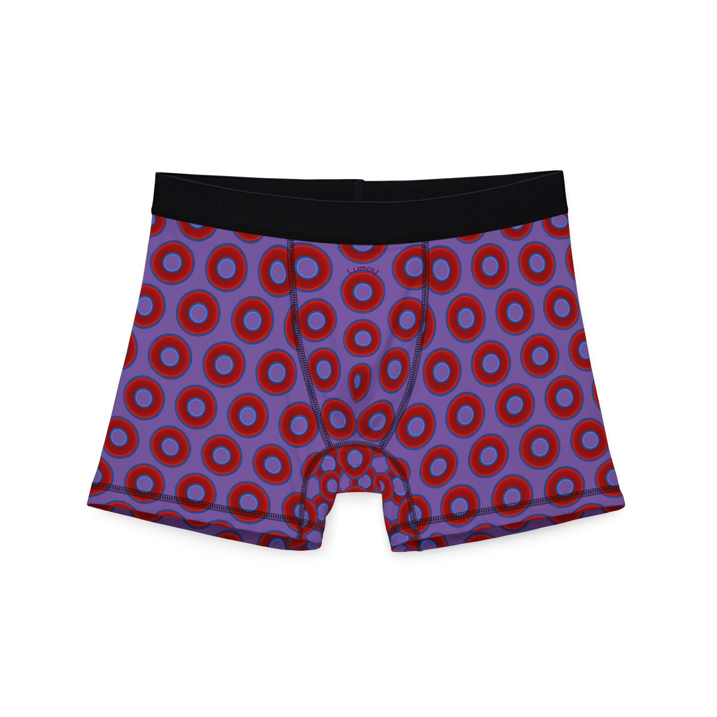 Men's Donut Boxers - red vivid donuts w/light purple background