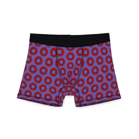 Men's Donut Boxers - red vivid donuts w/light purple background