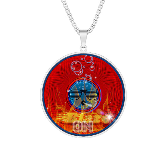 Lump's Heady Donut Necklace - 1" x 1" Stainless Steel Pendant - "Blazing Donut Pendant" - red phatty donut