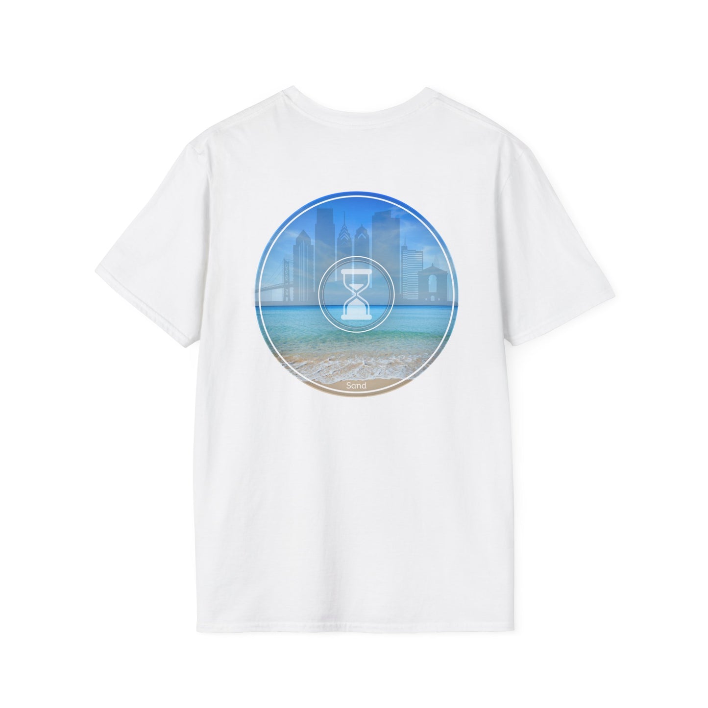 Classic Donut Tee - Unisex Soft-Style - "Philly Special: Still Loading Sand" - vivid blue  pic donut - variant 1