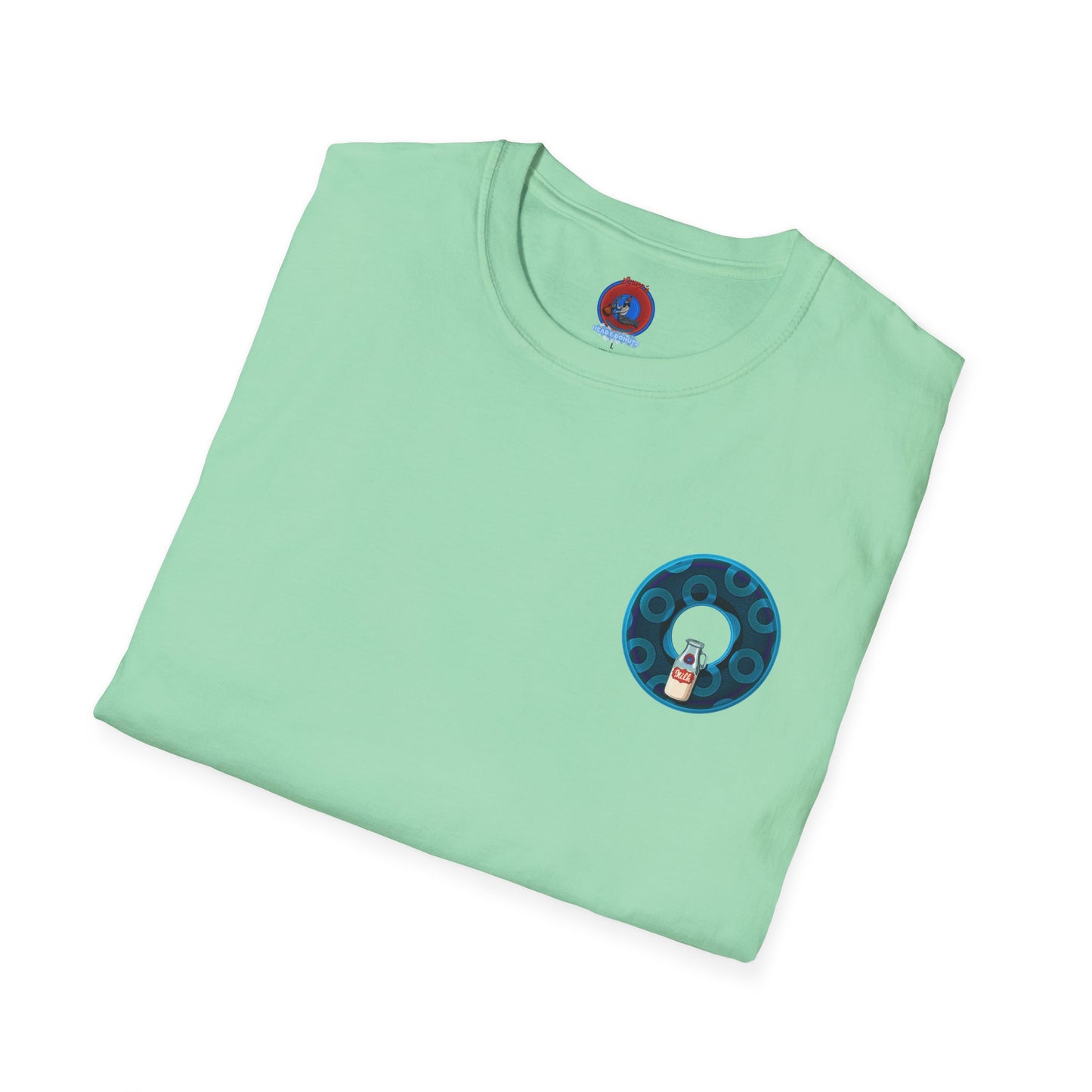 Classic Donut Tee - Unisex Soft-Style - "Wooked Cream - YEMSG Donut " - blue/teal rustic paradox donut - variant 7