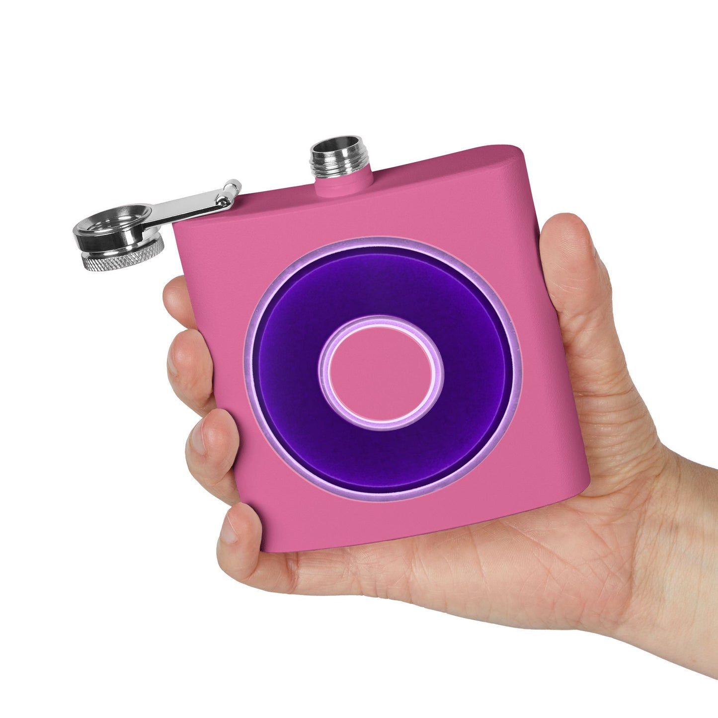 Lump's Donut Flask 6 oz - Vivid dark purple/light purple donut - [*w/your choice of 5 backgrounds]