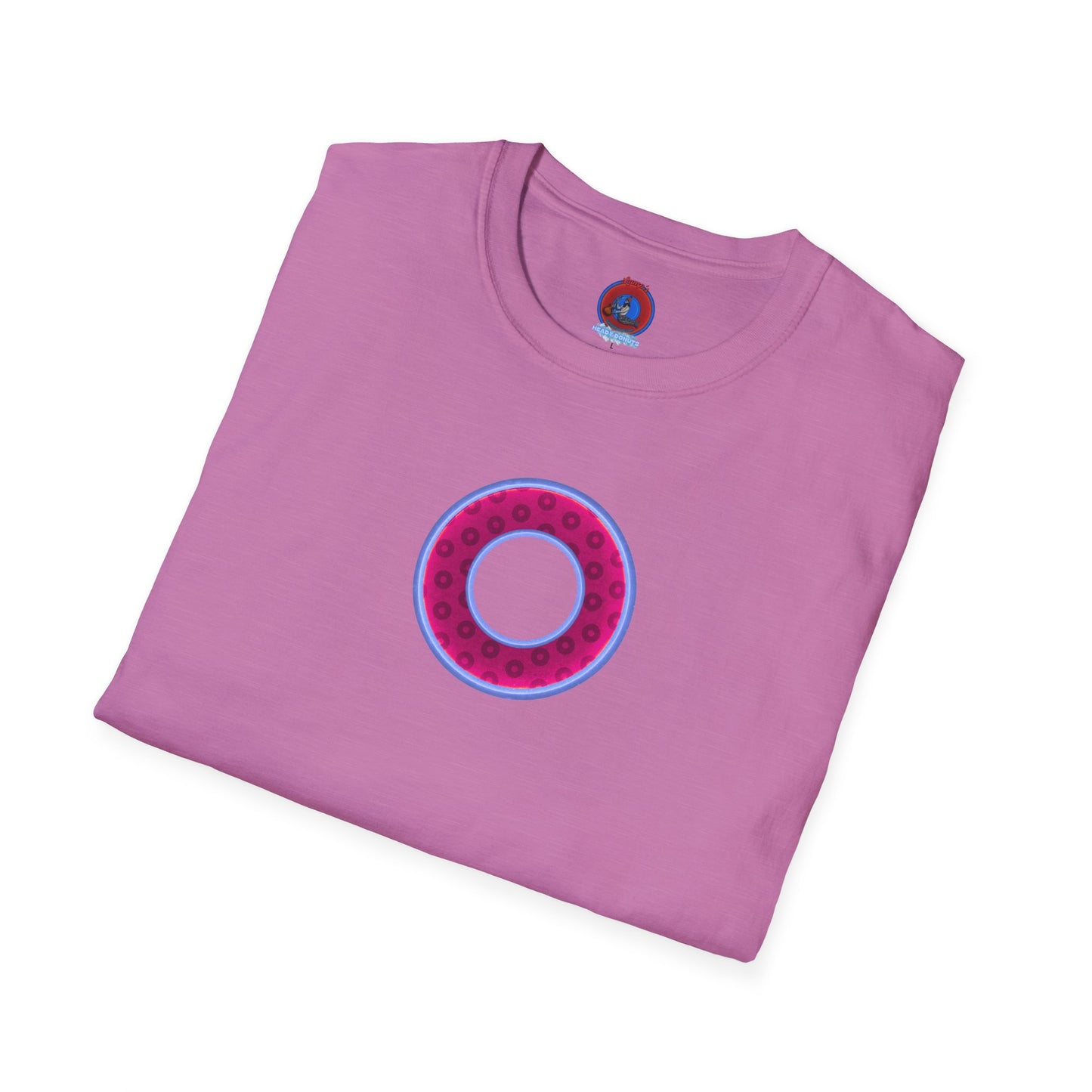Plain Donuts/Unisex Soft-Style - "Plain Wide Mouthed Paradoxical Donuts" - dark magenta/light blue donuts