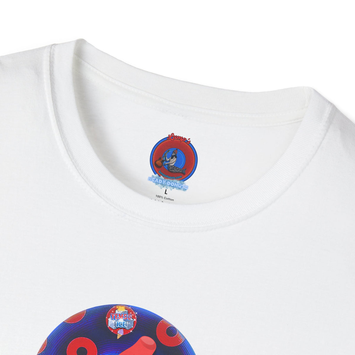 Classic Donut Tee - Unisex Soft-Style - "Blow this Popsicle Stand" - blue/red paradox bomb pop donut - variant 2
