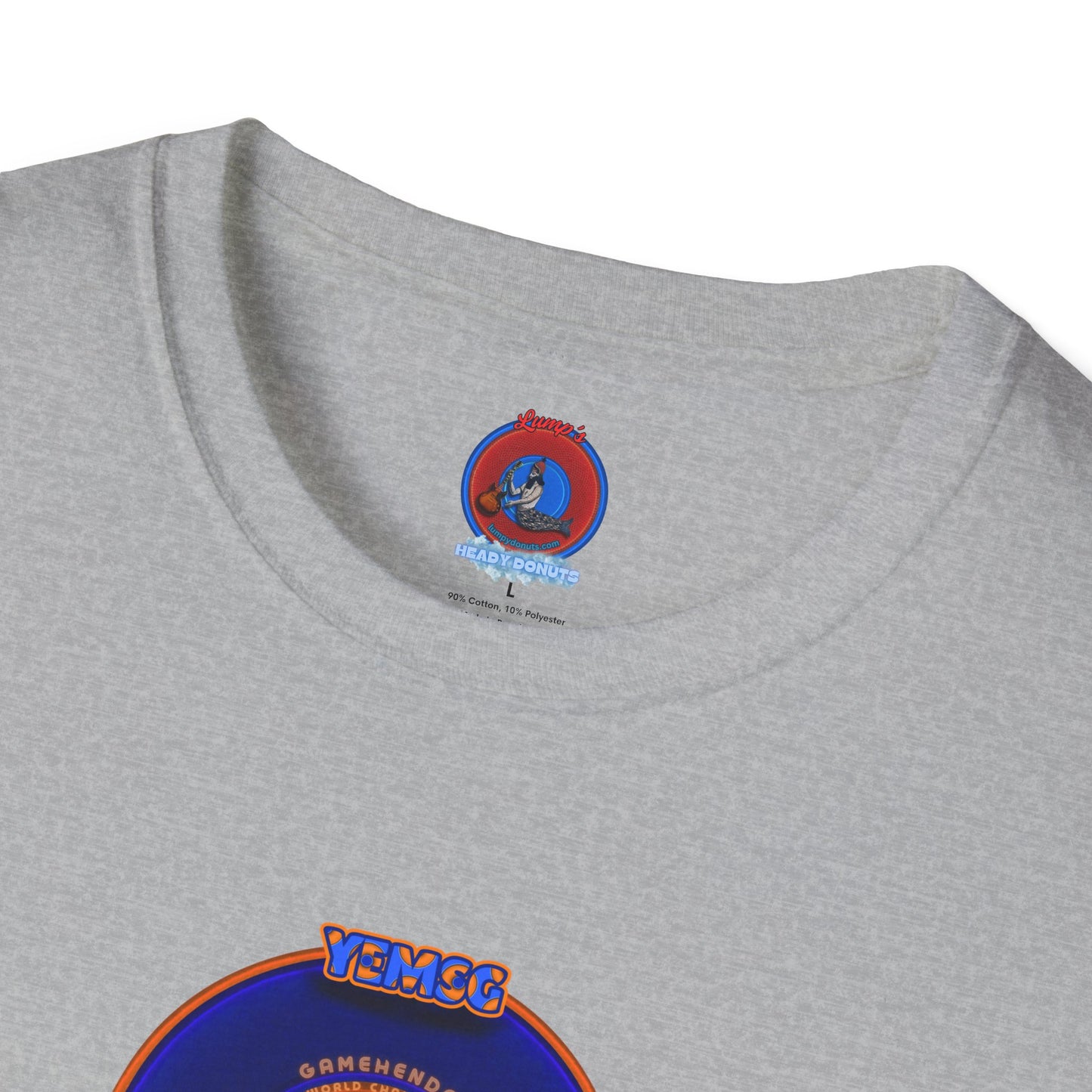 Classic Donut Tee - Unisex Soft-Style - "Diedrich Knickerbocker's Donut" - vivid blue/orange donut - variant 1