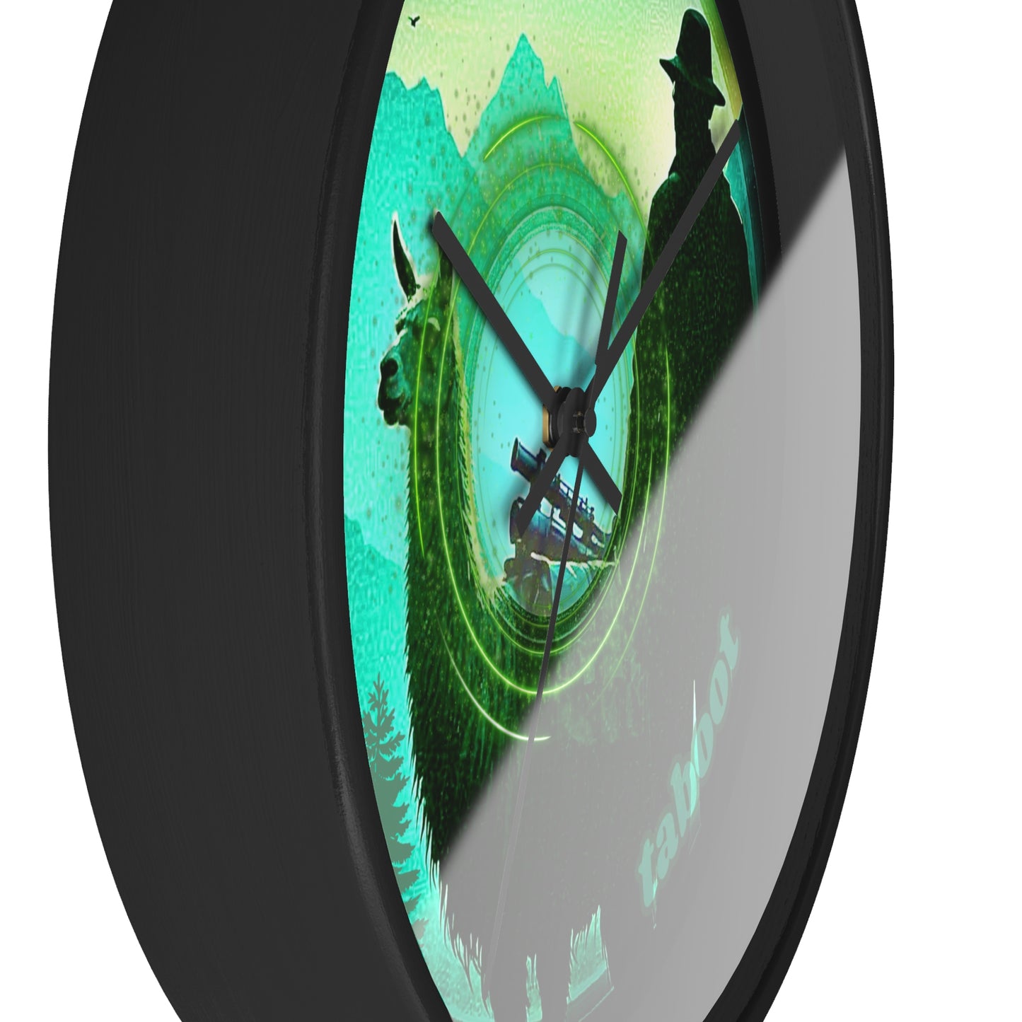 Lumpy Wall Clock - "The Taboo(t) Donut" - green pic donut w/black background