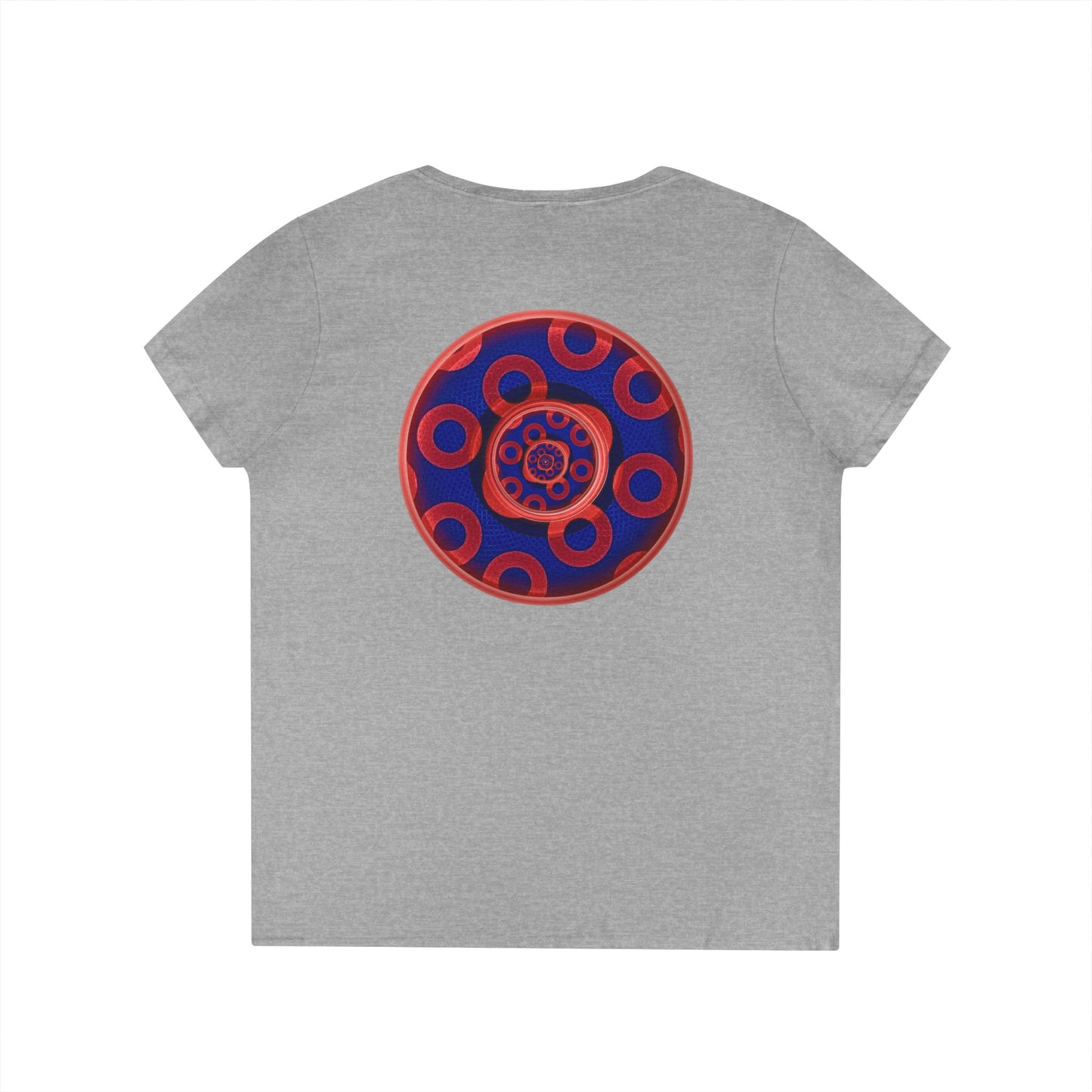 Women's Donut V-Neck Tee - "Paradox Kaleidoscope Donuts" - rustic donut w/ - variant 2