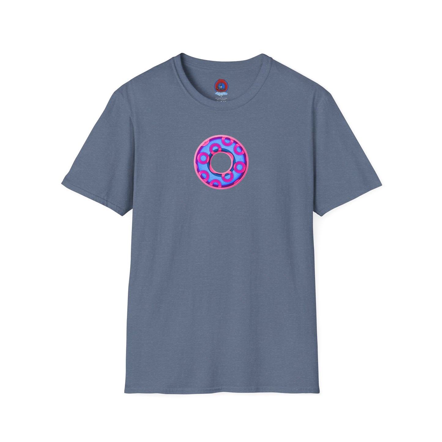 Plain Donuts/Unisex Soft-Style - "Plain Rustic Paradoxical Donuts" - light blue/magenta donuts