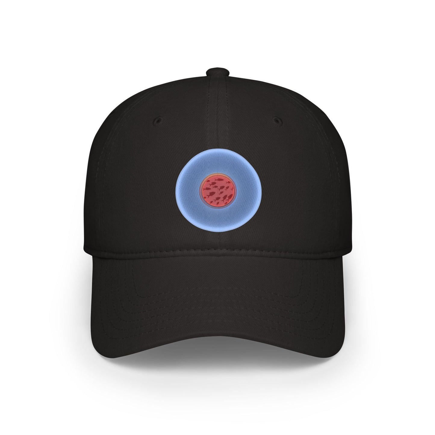 Lumpy Donut Baseball Cap - "Swimming by this Donut Cap" - variant 2 - light blue/red phatty donut w/