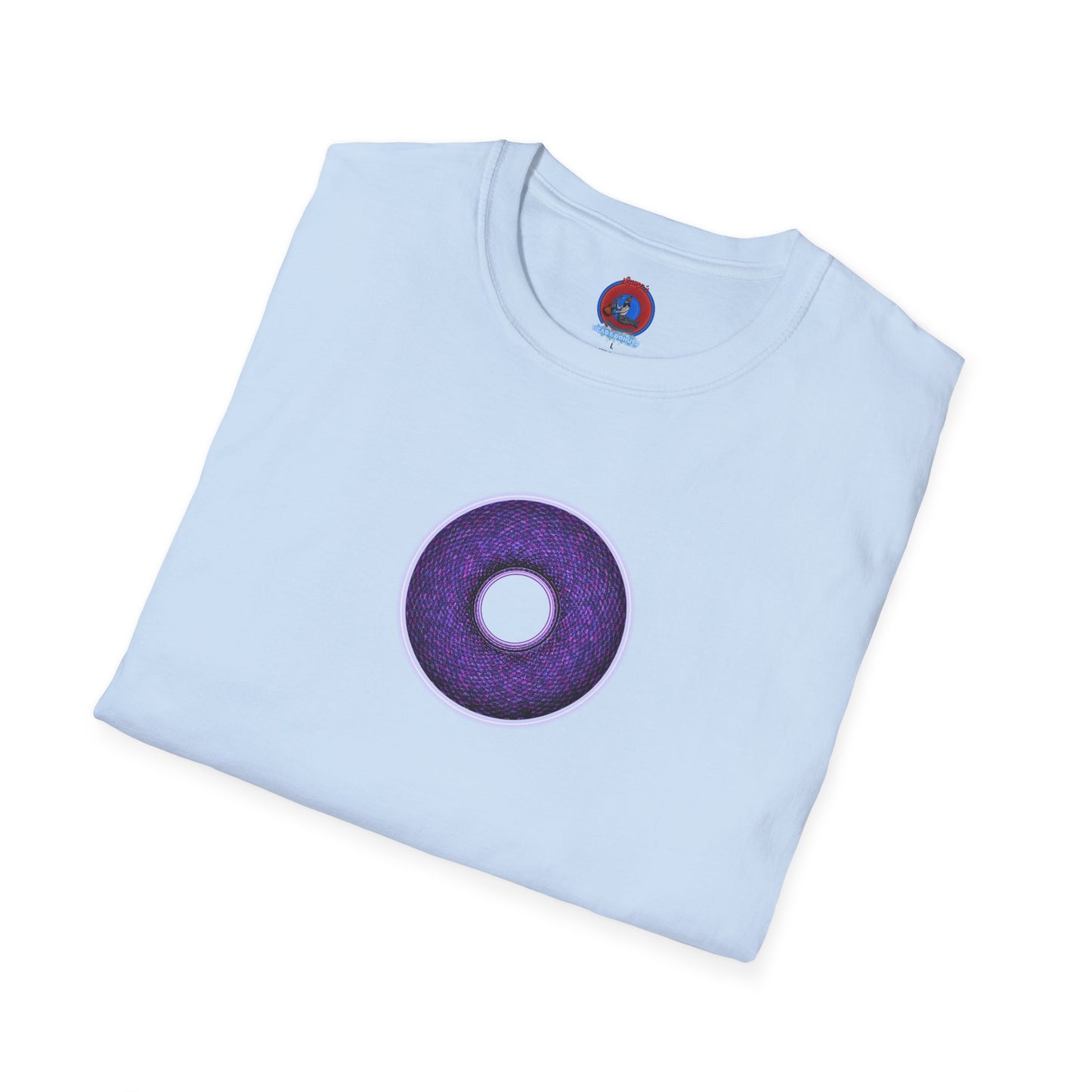 Classic Donut Tee - Unisex Soft-Style - "Plain Pixilated Donut' - purple/light purple pixilated afterglow donut