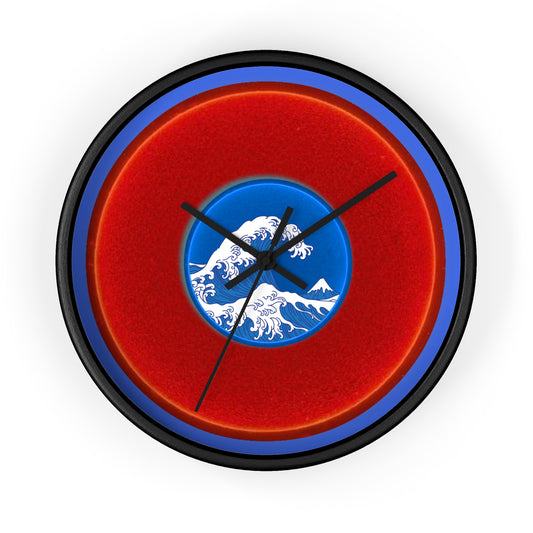 Lumpy Wall Clock - "Sea So Wide" red vivid donut w/royal blue background