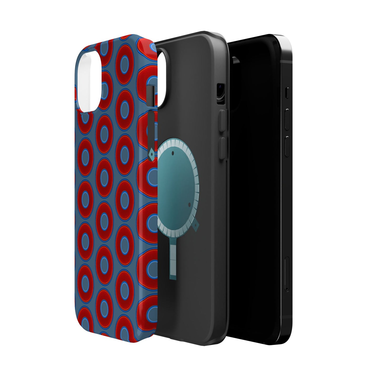 Magnetic Tough Donut Case - red vivid donut print w/steel blue background