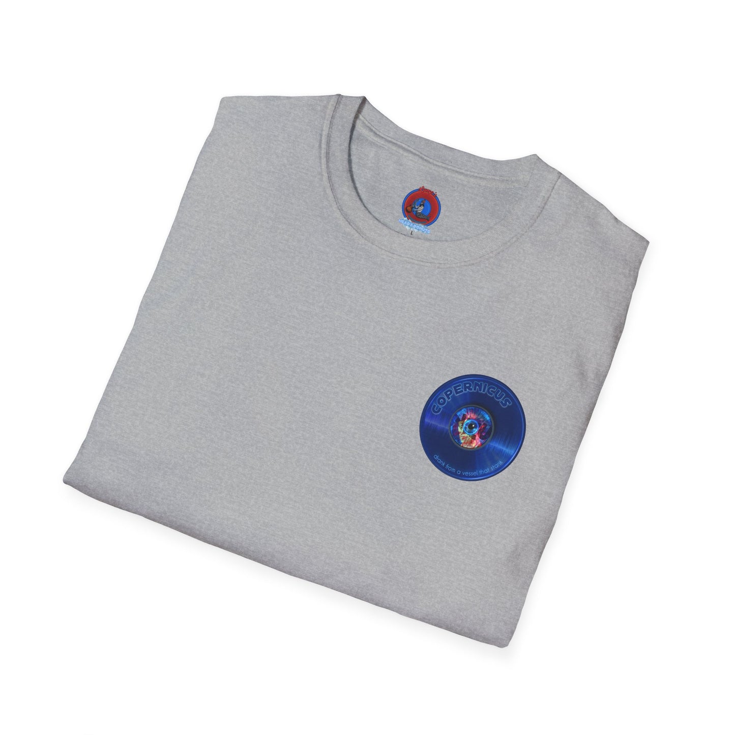 Classic Donut Tee - Unisex Soft-Style - "Drunken Copernicus" - series 1.0 - variant 1 - blue donut