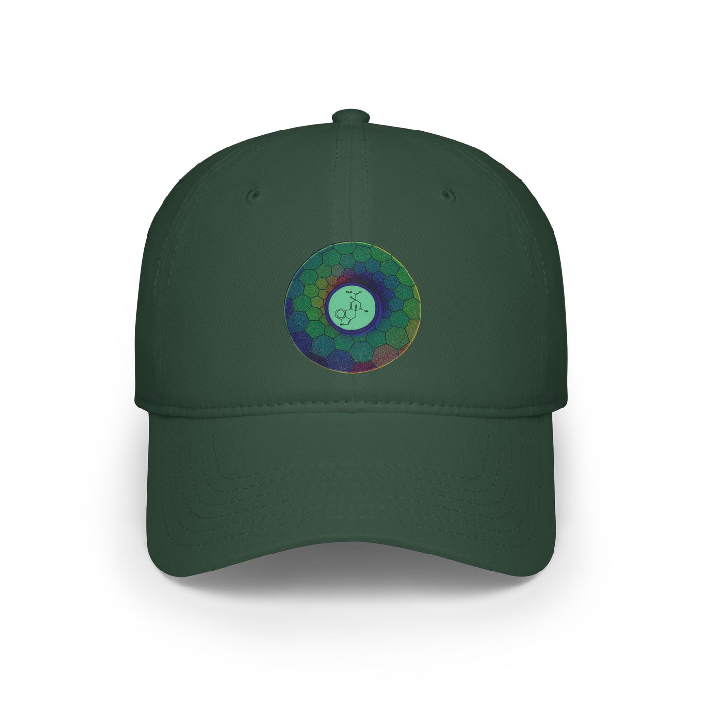 Lumpy Donut Baseball Cap - "Dr. Albert Hofmann" - variant 3 - green hexadonut w/