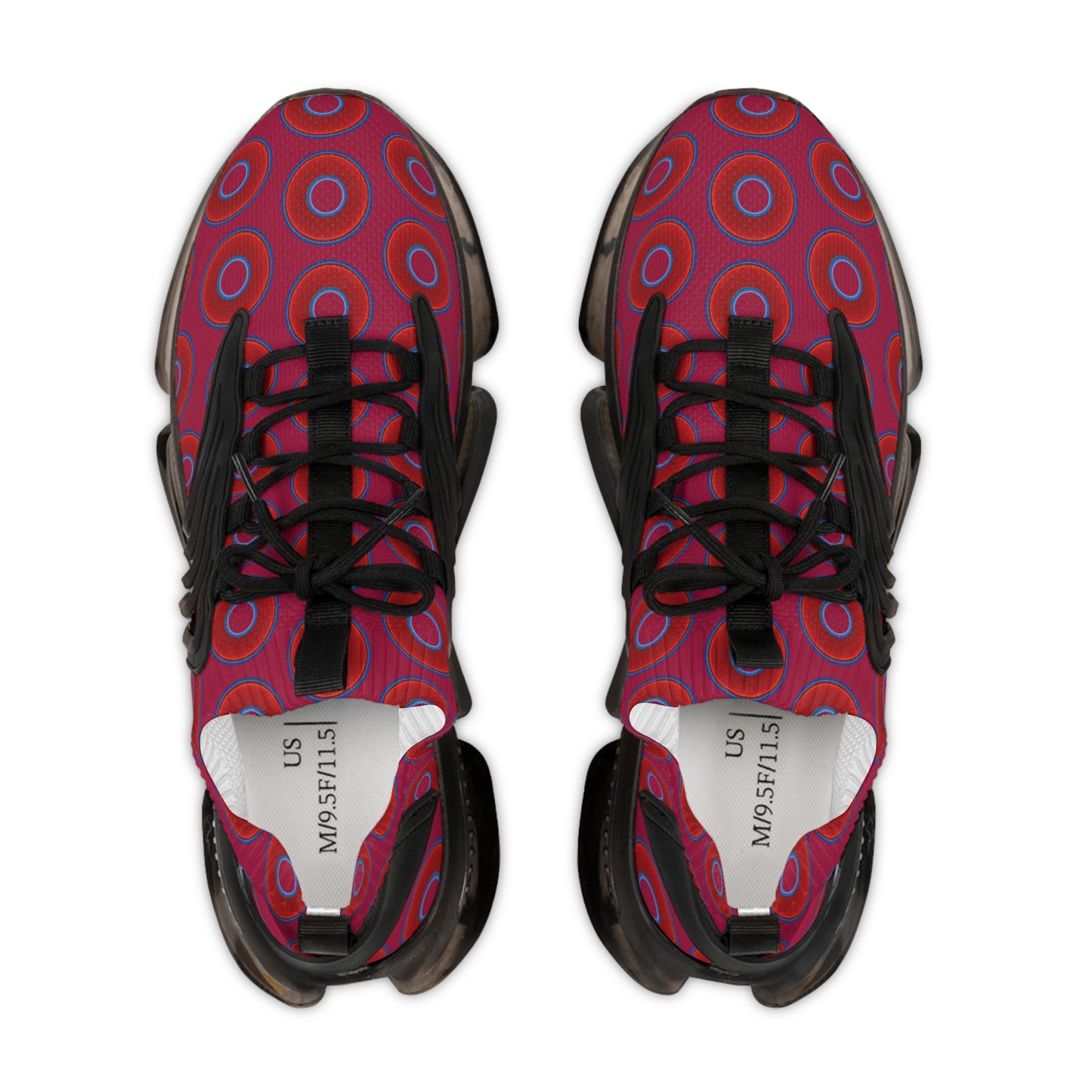 Donut Kicks - red vivid donut print w/dark magenta background