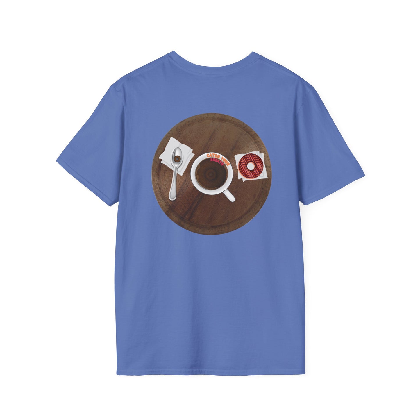Coffee Traders Tee - Unisex Soft-Style - "Columbia House CDs " - paradoxical donut - 2 - logo front/coffee back