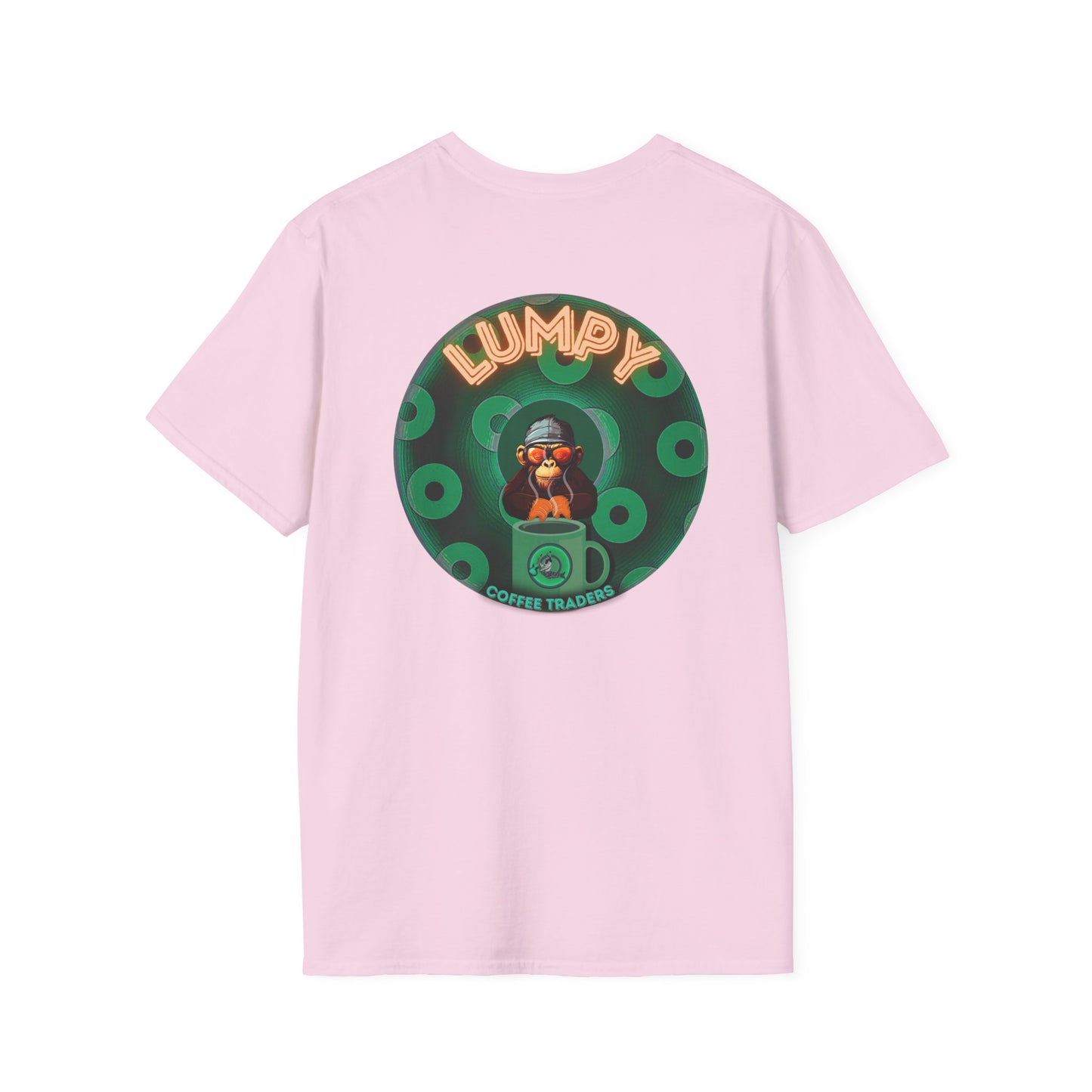 Lumpy Coffee Traders Tee - Unisex Soft-Style - "Taboo, taboot!" - paradoxical logo donut - variant 2 - taboo, taboot front/logo back