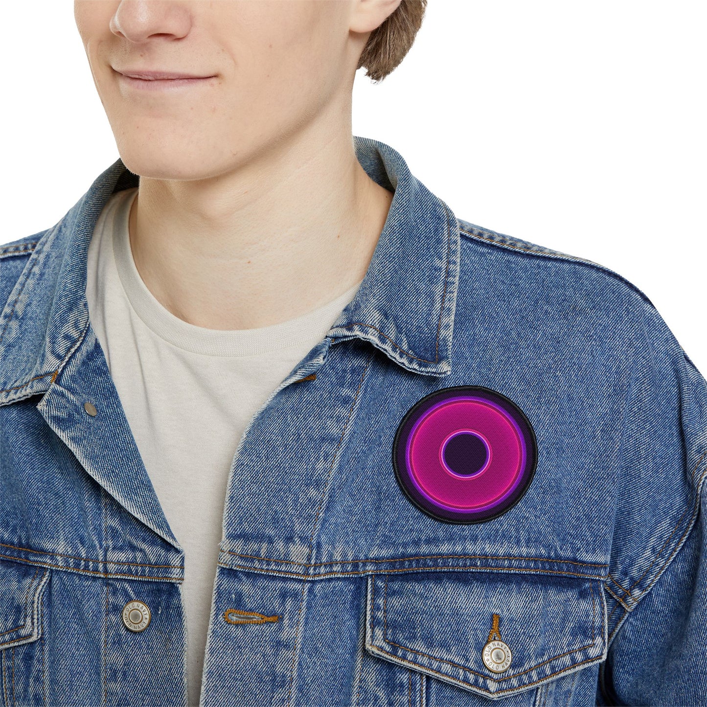 Iron-On Donut Patch - "Plain Vivid Donut" - purple/magenta vivid donut