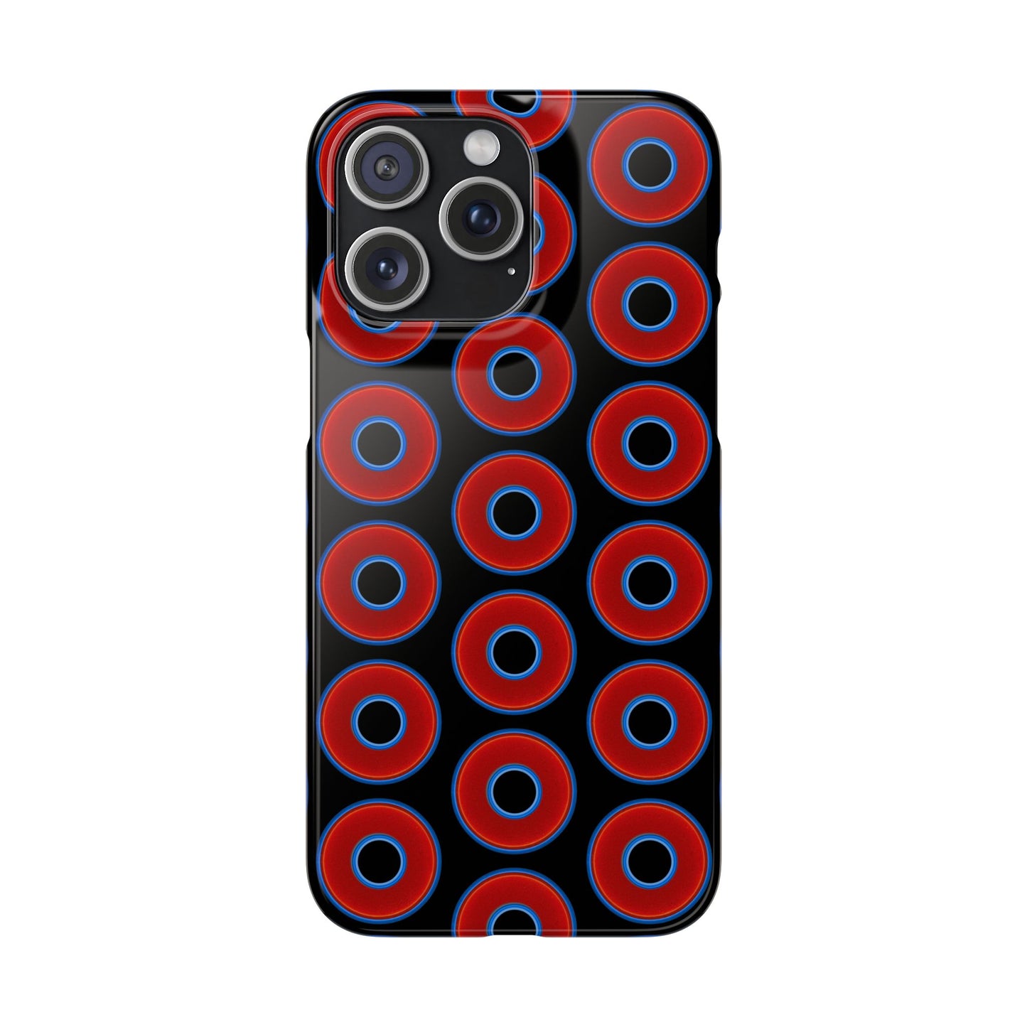 Lumpy Donut Snap Case - red vivid donut print w/black background