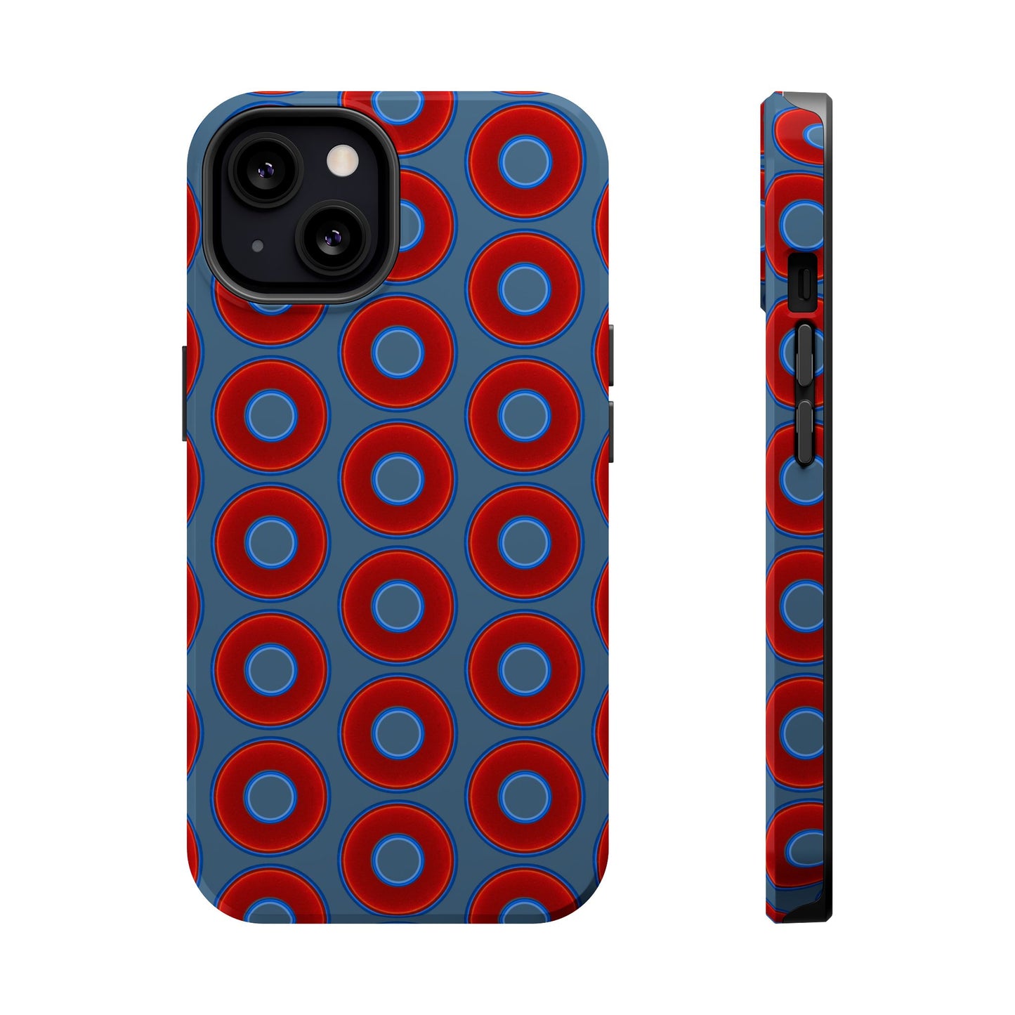 Magnetic Tough Donut Case - red vivid donut print w/steel blue background