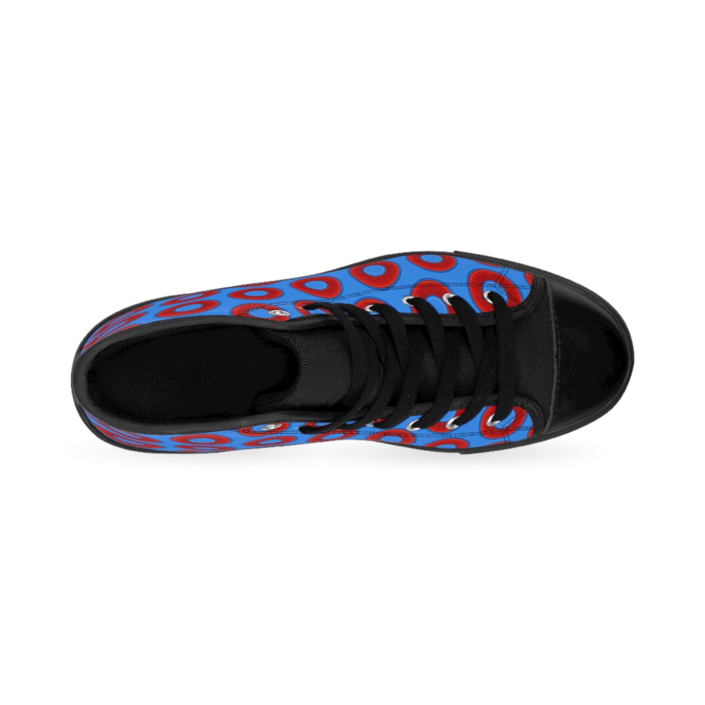 Men's Cushiony Convectors - High Tops - red vivid donuts w/light royal background