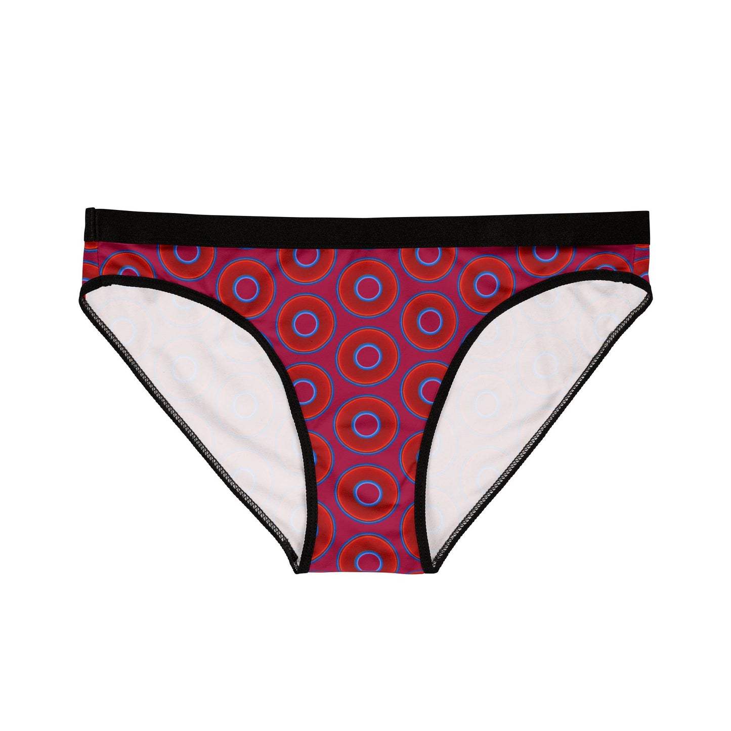 Lumpy Donut Underwear - vivid red donut print w/dark magenta background