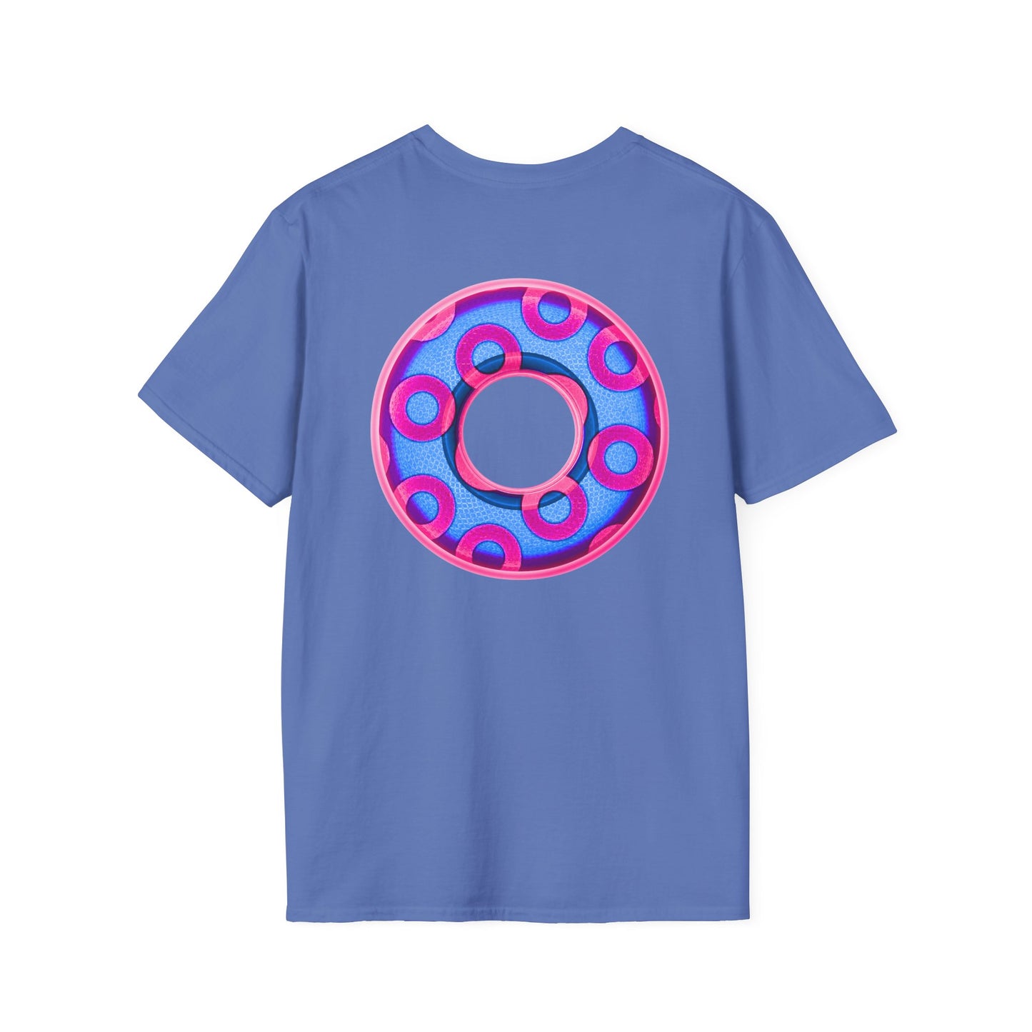 Plain Donuts/Unisex Soft-Style - "Plain Rustic Paradoxical Donuts" - light blue/magenta donuts