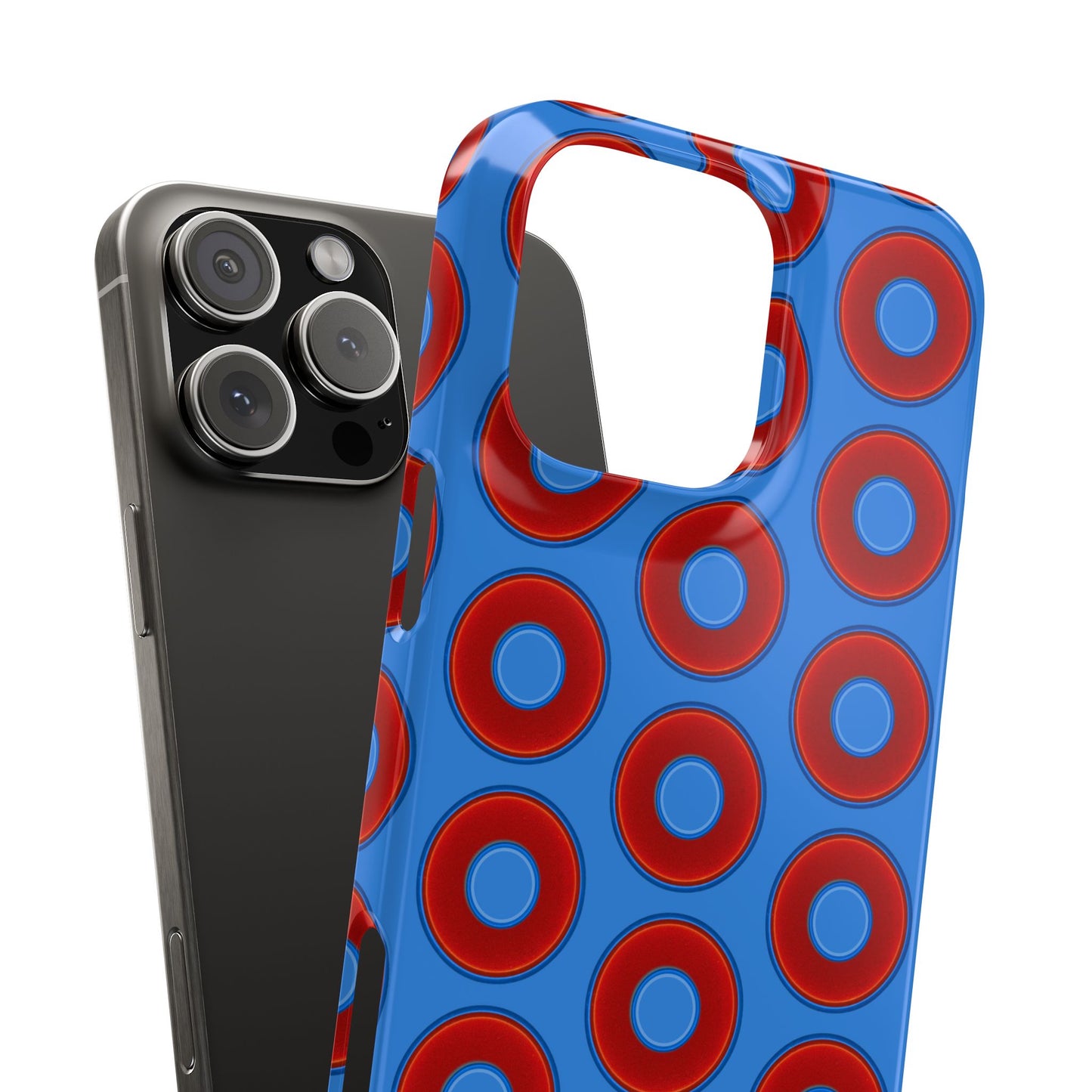 Lumpy Donut Snap Case - red vivid donut print w/light royal blue background