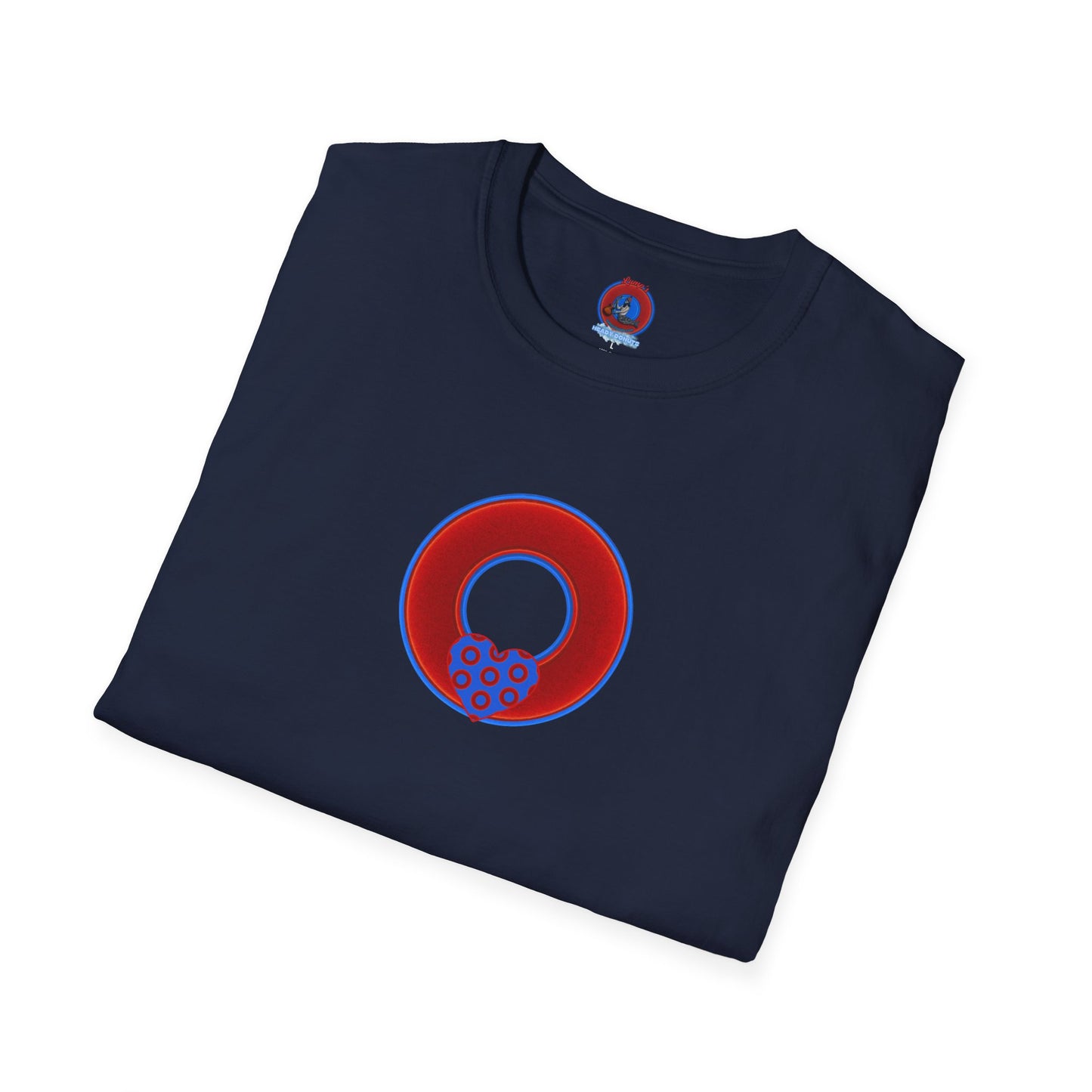Classic Donut Tee - Unisex Soft-Style - "Ocean Donuts of Love" - vivid red donut - variant 1