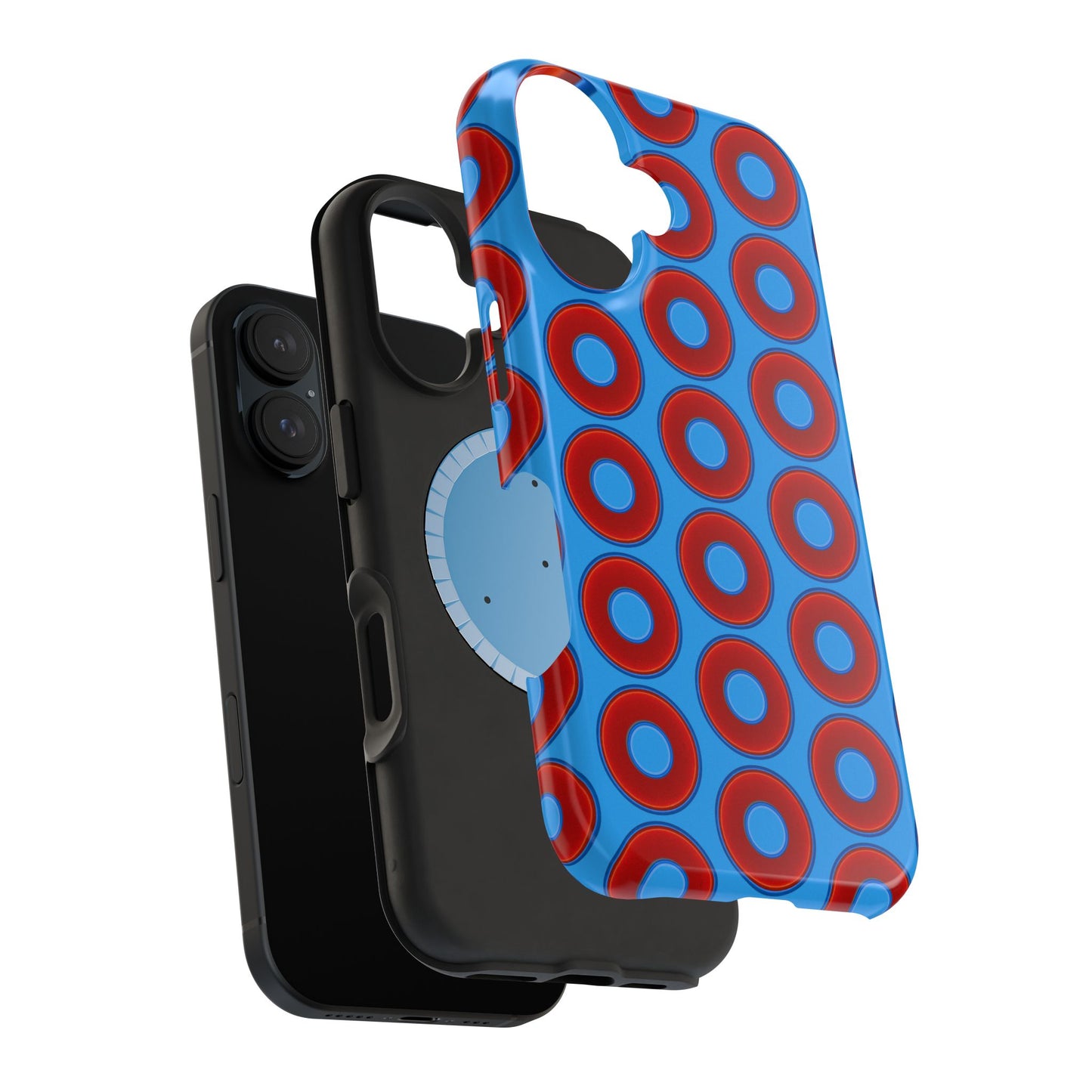 Magnetic Tough Donut Case - red vivid donut print w/sky royal blue background