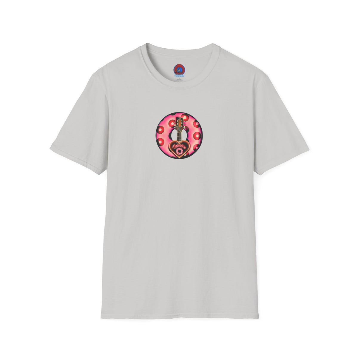 Classic Donut Tee - Unisex Soft-Style - "Would You Be My Donut?" - paradoxical faded magenta/red donut - variant 1