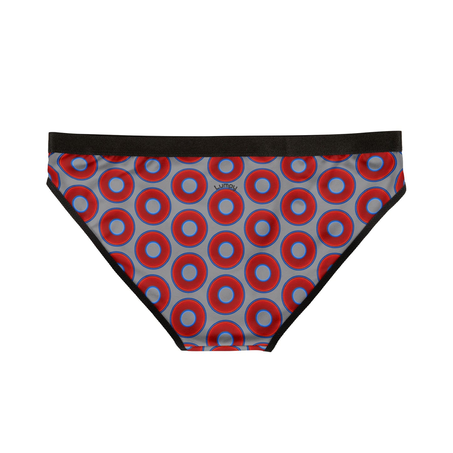 Lumpy Donut Underwear - vivid red donut print w/gray background
