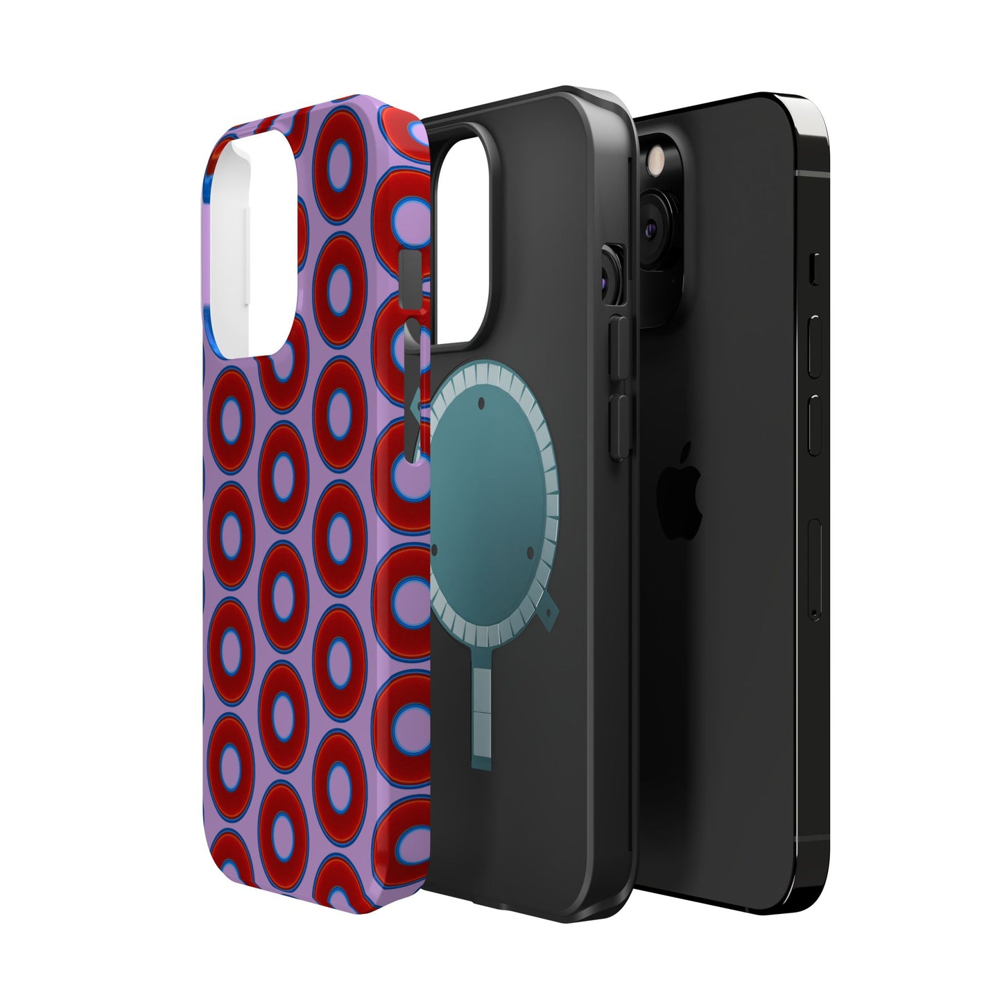 Magnetic Tough Donut Case - red vivid donut print w/wisteria purple background