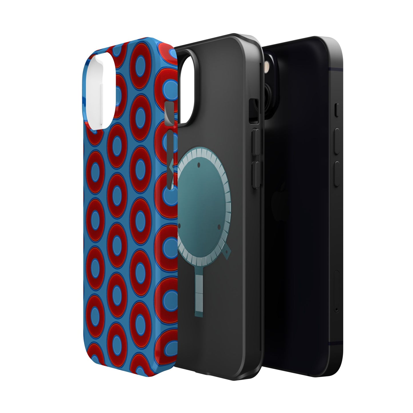 Magnetic Tough Donut Case - red vivid donut print w/light steel blue background
