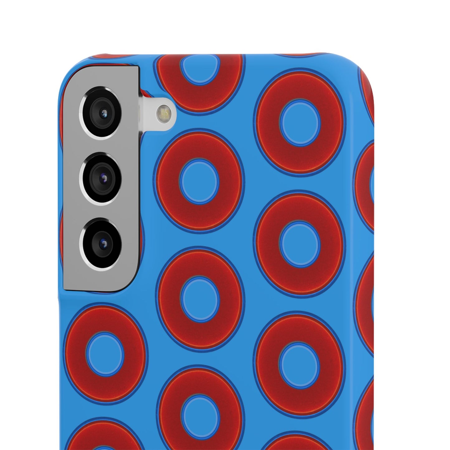 Lumpy Donut Snap Case - red vivid donut print w/sky royal blue background