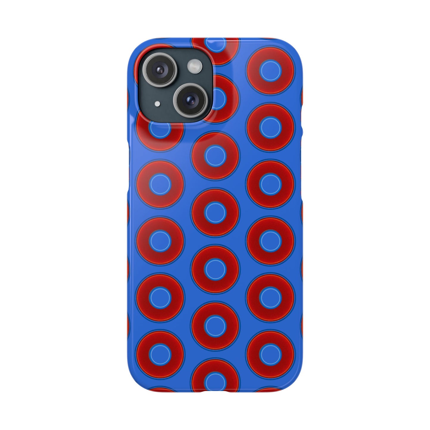 Lumpy Donut Snap Case - red vivid donut print w/medium royal blue background