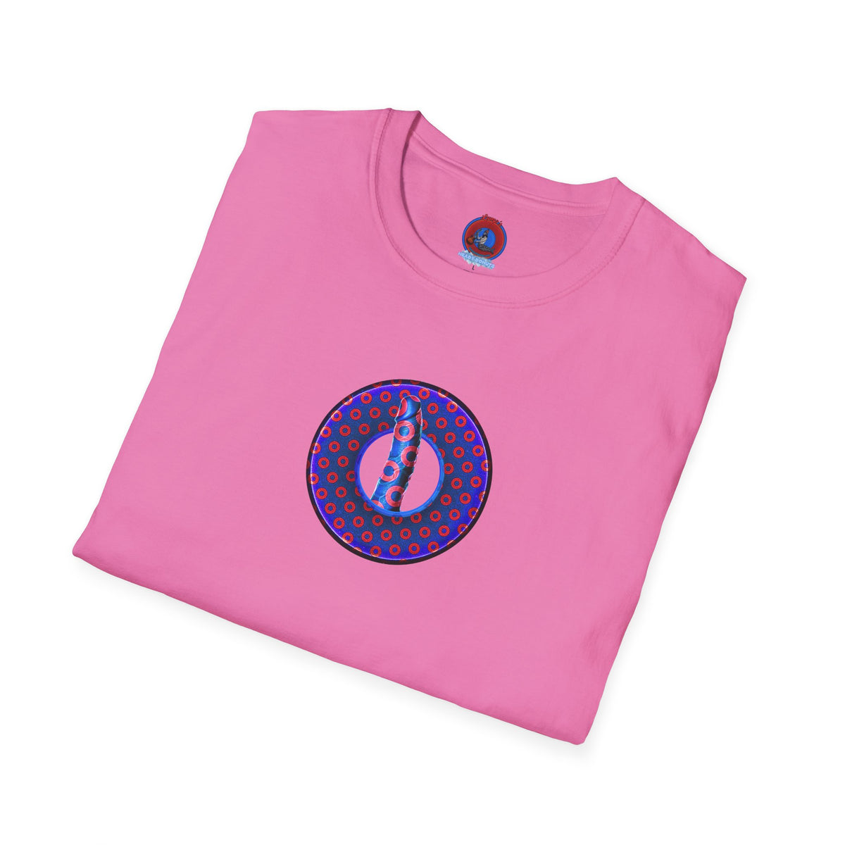 Classic Donut Tee - Unisex Soft-Style - "Sir Richard's Phamous Donut" - series 1.0  - variant 3 - red/blue paradox donut