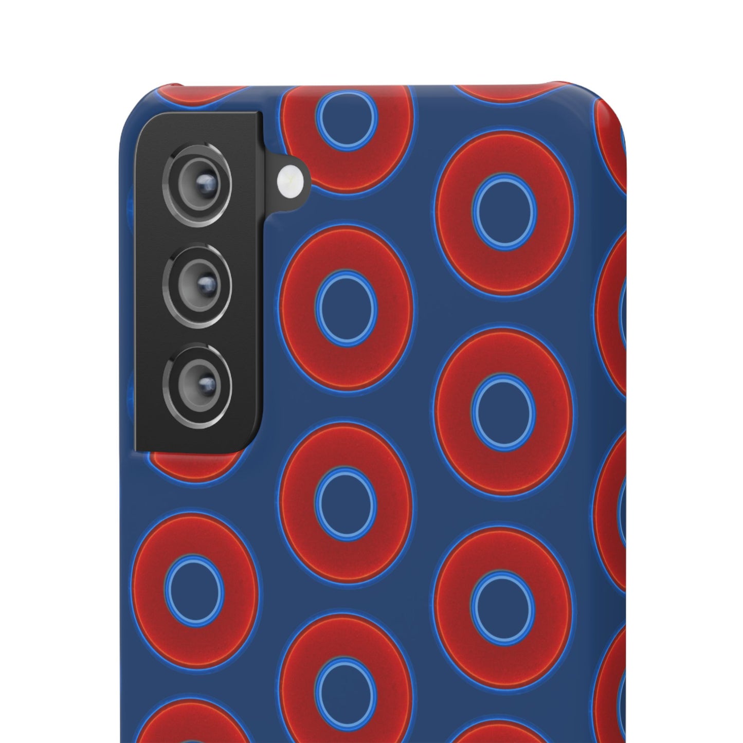 Lumpy Donut Snap Case - red vivid donut print w/Atlantic navy blue background