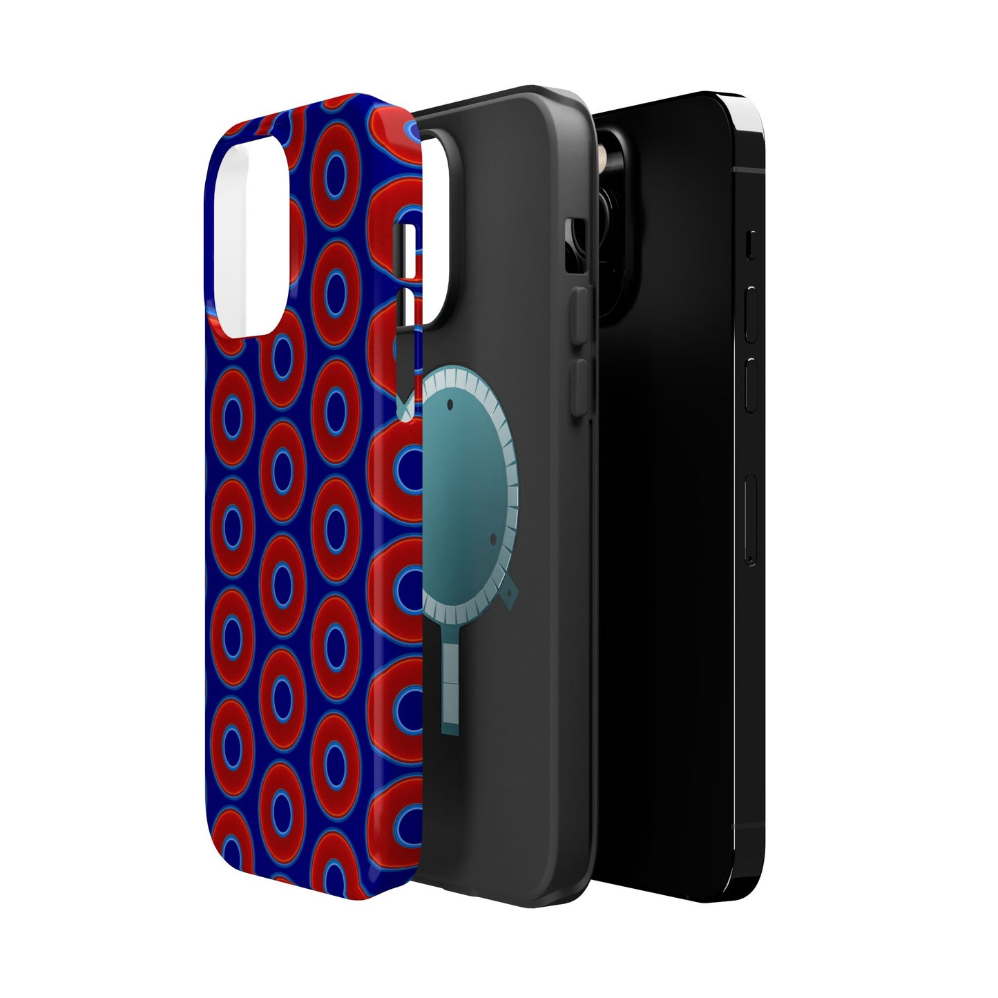 Magnetic Tough Donut Case - red vivid donut print w/vivid navy blue background
