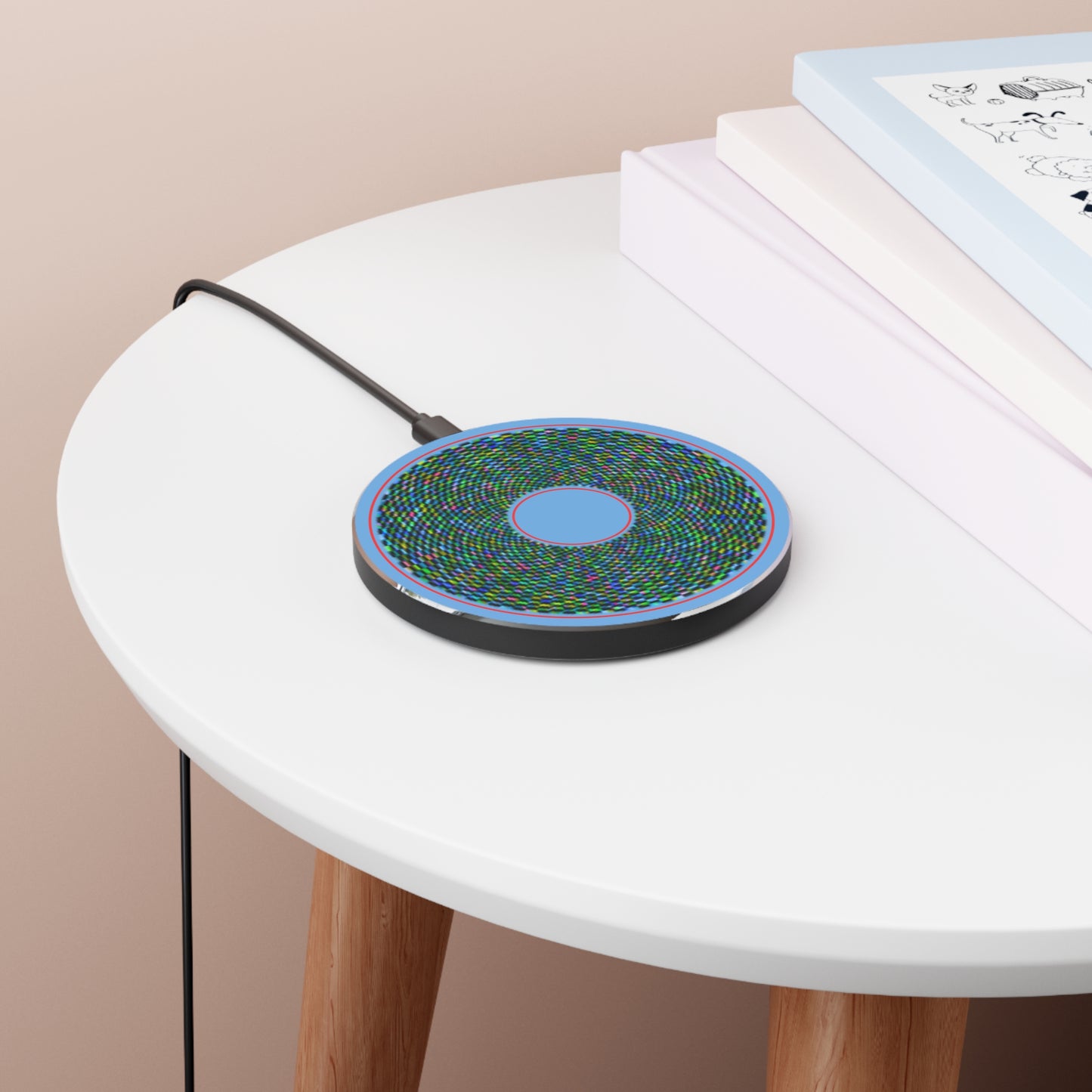 The Flow - Wireless Lumpy Donut Chargers - pixilated donut - variant 2 - w/light blue background