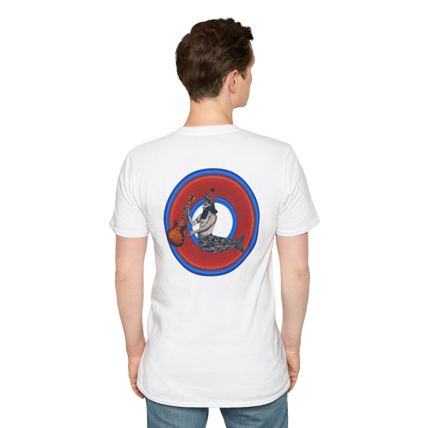 Classic Donut Tee - Unisex Soft-Style - "Doggone Dagon Donut - the Original Fish Head" - series 1.0  - red/blue donut