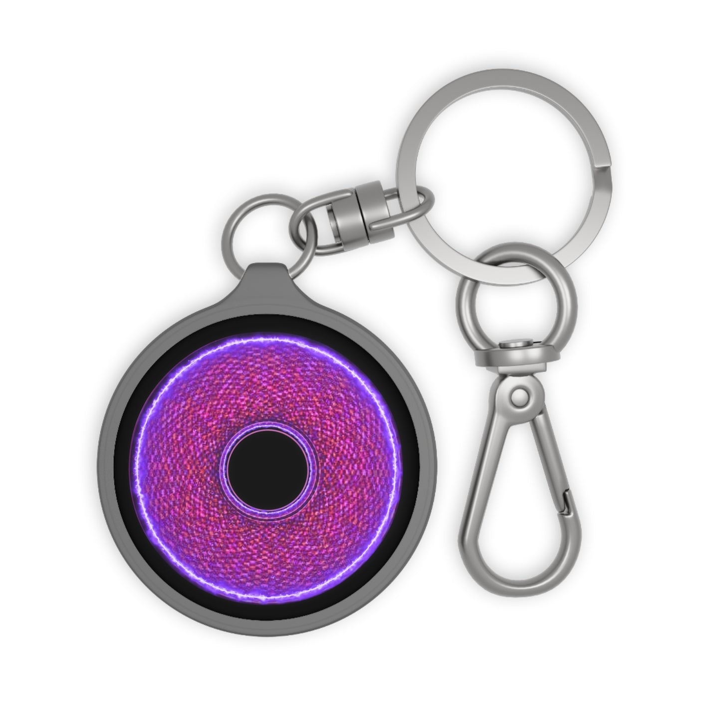 Lumpy Donut Keychain - "The Frankenstein Donut... it's Alive!" - series 1.0 - purple pixilated donut