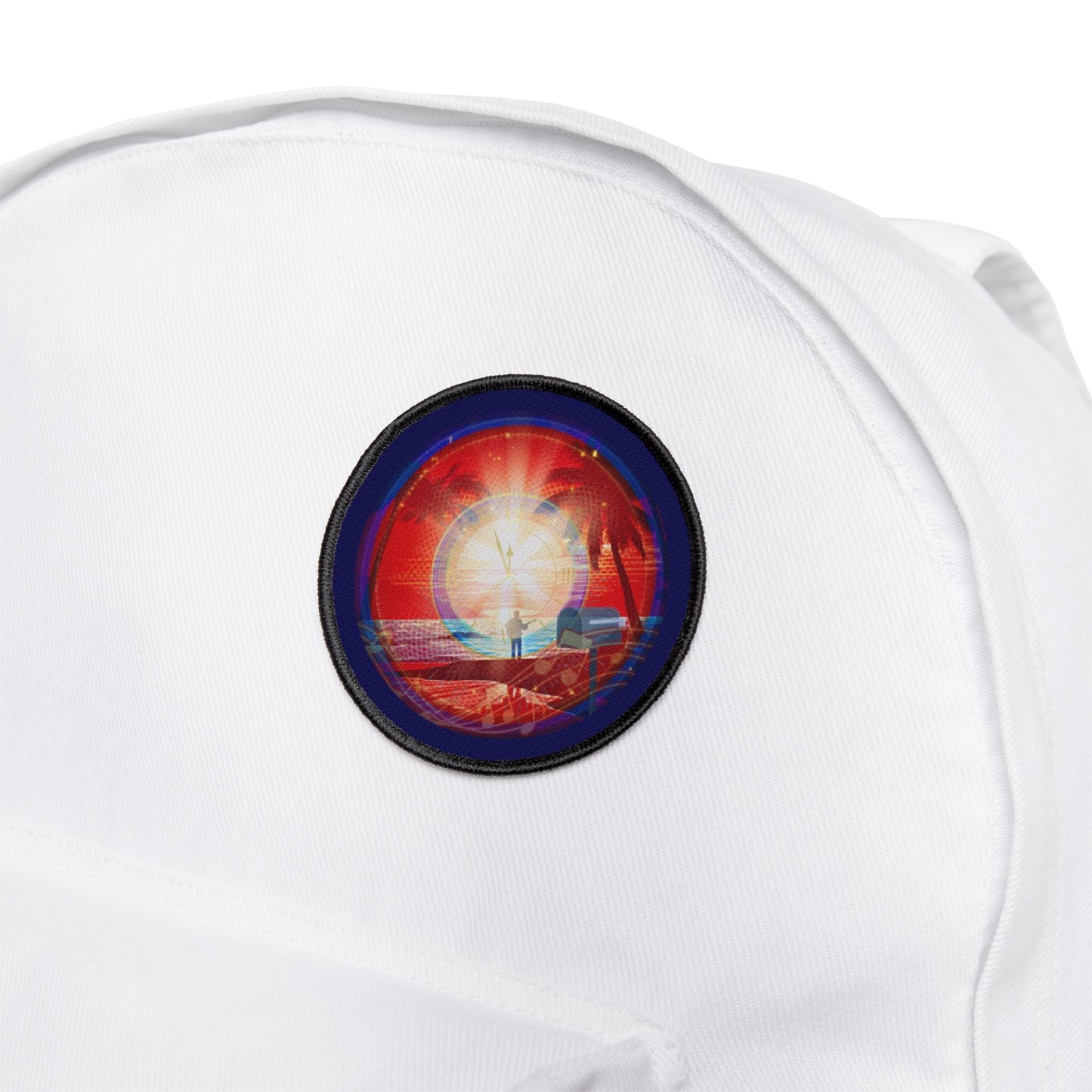 Iron-On Donut Patch - "The Velvet Cake Donut" - rustic red pic donut