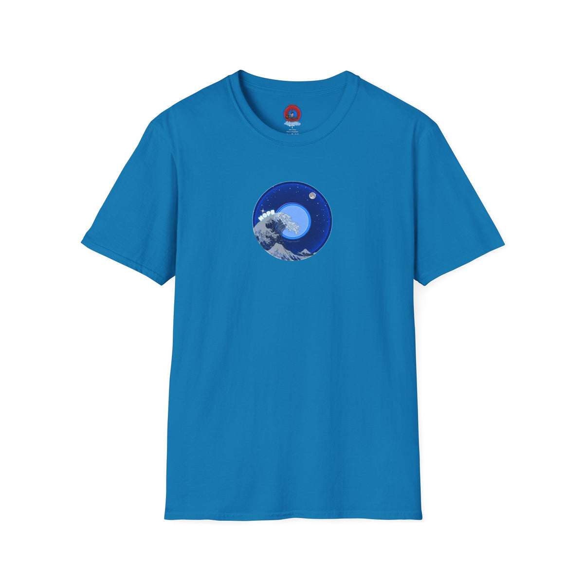 Classic Donut Tee - Unisex Soft-Style - "The Hopeful Waving Donut" - variant 2 - vivid blue donut