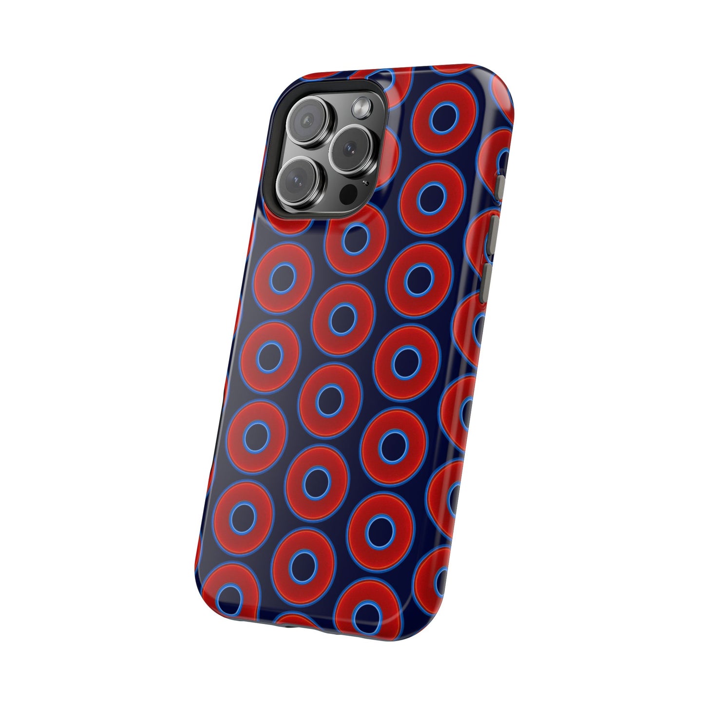 Magnetic Tough Donut Case - red vivid donut print w/dark navy blue background