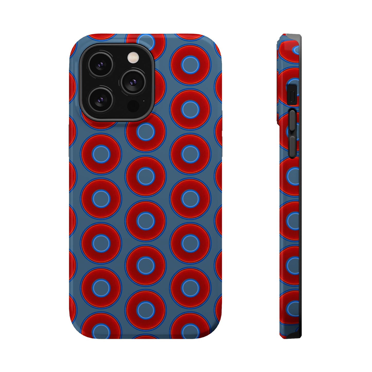 Magnetic Tough Donut Case - red vivid donut print w/steel blue background
