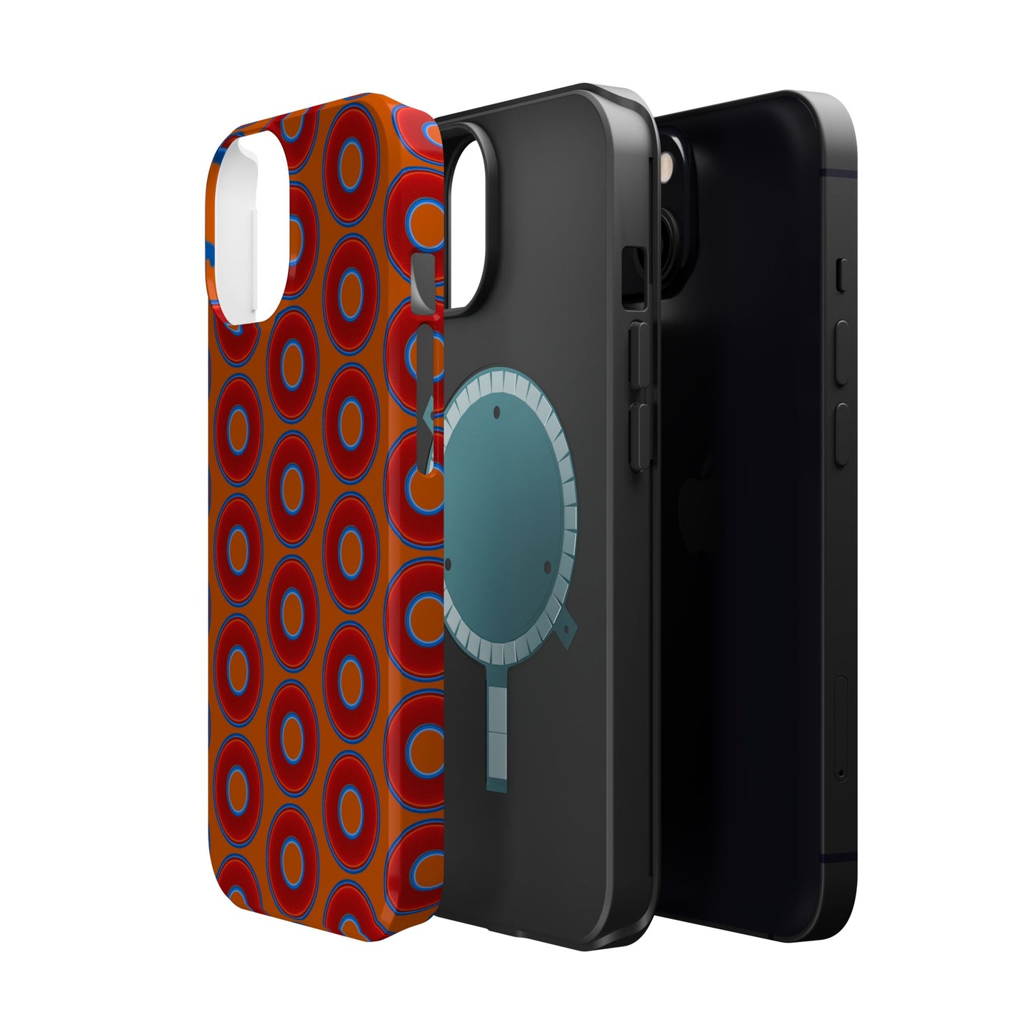 Magnetic Tough Donut Case - red vivid donut print w/dark orange background