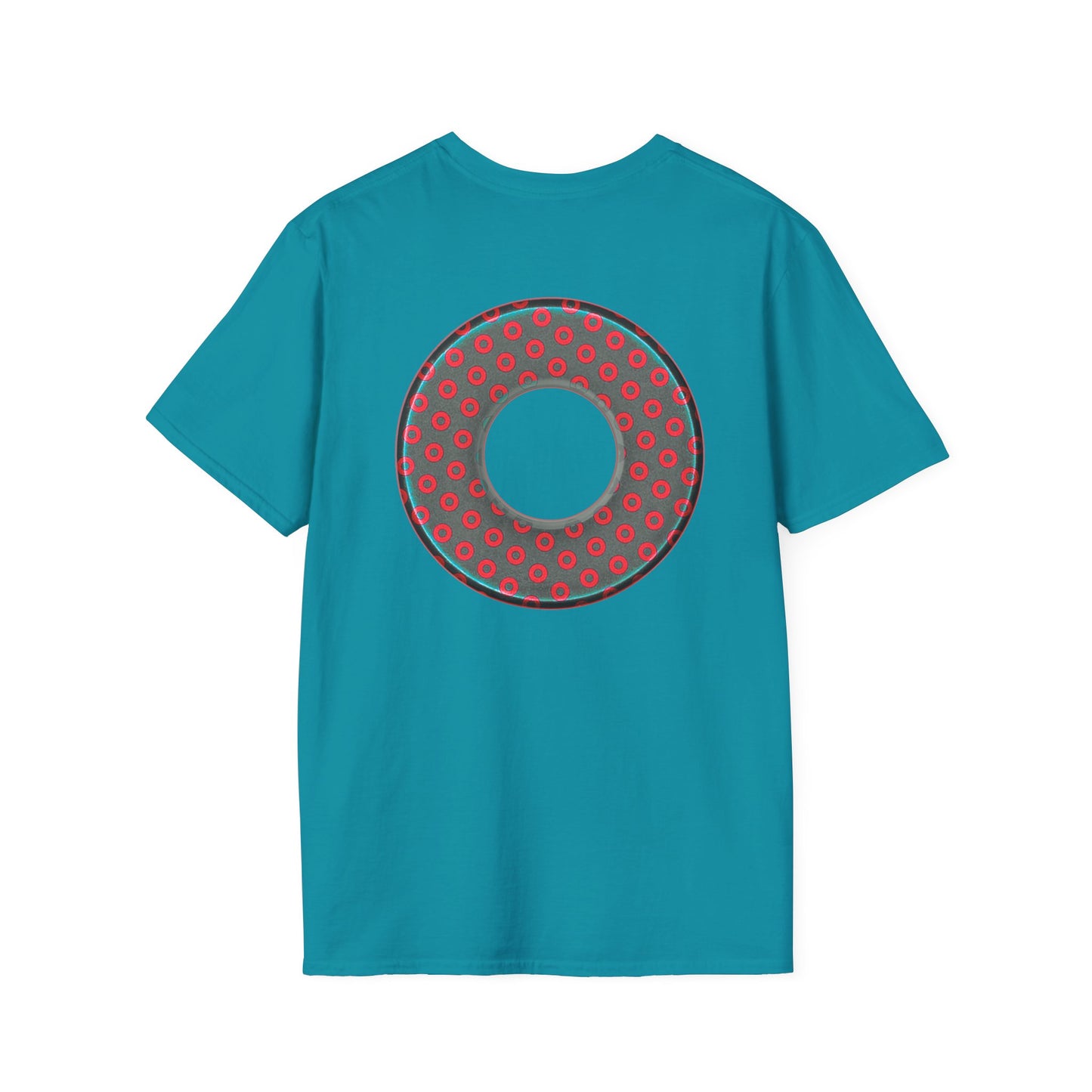 Plain Donuts/Unisex Soft-Style - "Plain Electric Paradoxical Donuts" - dark teal/red donuts