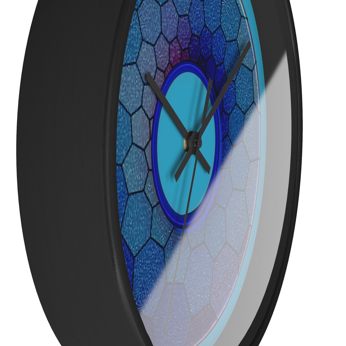 Lumpy Wall Clock - "Plain Hexadonut" - variant 2 - blue hexadonut w/turquoise background